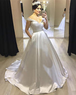 Load image into Gallery viewer, Vintage Satin V-neck Ball Gowns Wedding Dress Beaded Sashes
