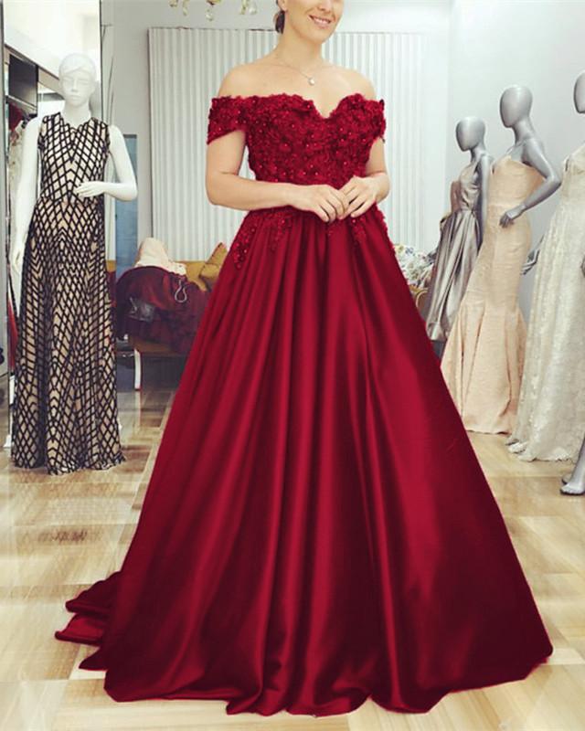 Burgundy-Evening-Dresses-Lace-Off-Shoulder