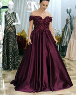 Load image into Gallery viewer, A-line Floor Length Satin Evening Dress Lace Embroidery
