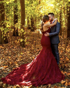 Maroon-Lace-Formal-Mermaid-Gowns-For-Wedding-Photography