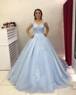 Load image into Gallery viewer, Light-Blue-Tulle-Quinceanera-Dresses-Ball-Gowns-2019
