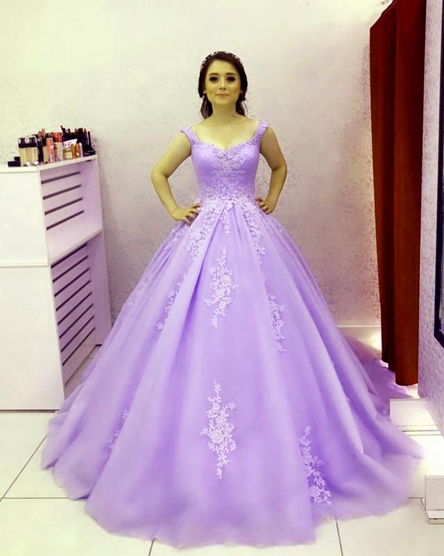 Light Blue Tulle Ball Gowns Quinceanera Dress Lace Appliques