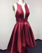 Load image into Gallery viewer, Halter Satin Prom Dresses Front Short Long In Back
