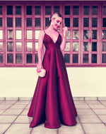 Load image into Gallery viewer, Burgundy-Bridesmaid-Dresses-Floor-Length-Evening-Gowns-For-Wedding-Party

