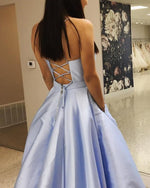 Load image into Gallery viewer, Baby-Blue-Prom-Dresses-2019-Satin-Ballgowns
