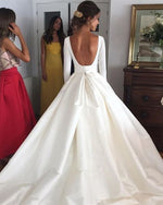 Afbeelding in Gallery-weergave laden, 2019-Wedding-Dresses-Satin-Ball-Gowns-Long-Sleeves-Bride-Dress
