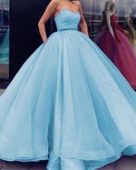 Load image into Gallery viewer, Light-Blue-Quinceanera-Dresses-Ball-Gowns-Strapless-Prom-Dress

