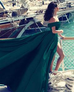 Emerald-Green-Prom-Dresses-Long-Slit-Evening-Gowns-2019