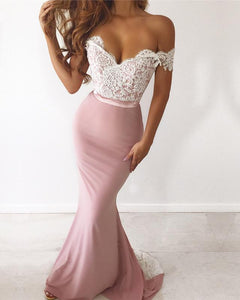 Lace-Appliques-Prom-Dresses-Pink-Evening-Mermaid-Formal-Gowns