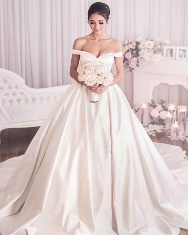 Wedding-Dresses-Satin-Off-Shoulder-Ball-Gowns