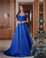 Load image into Gallery viewer, 2019-Prom-Dresses-Long-Satin-Royal-Blue-Evening-Gowns
