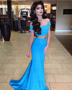 Mermaid Style Two Piece Prom Dresses Off The Shoulder