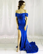 Load image into Gallery viewer, Royal-Blue-Sequins-Dresses
