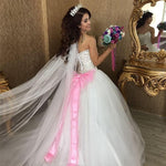 Load image into Gallery viewer, pearl and crystal beaded sweetheart drop waist wedding dress princess
