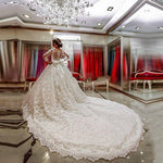 Load image into Gallery viewer, Modest 3/4 Sleeves Ball Gowns Lace Wedding Dresses
