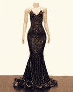 Load image into Gallery viewer, Mermaid V-neck Cross Back Sequins Prom Evening Dresses
