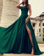 Load image into Gallery viewer, Long-Satin-Backless-Prom-Dresses-2019-Emrald-Green-Evening-Gowns
