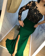 Cargar imagen en el visor de la galería, Lace Embroidery One Shoulder Evening Dresses Split Mermaid Gowns
