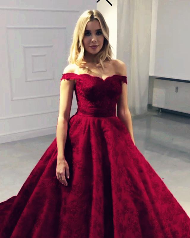 Sweetheart Off-the-Shoulder Lace Ball Gowns Wedding Dresses