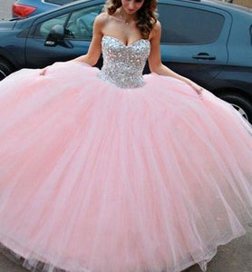 Light Pink Sweetheart Quinceanera Dresses With Crystals And Beads