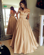 Afbeelding in Gallery-weergave laden, Long-Champagne-Prom-Dresses-2019-Off-Shoulder-Evening-Party-Gowns
