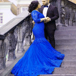 Load image into Gallery viewer, Elegant Lace 3/4 Sleeve Mermaid Evening Dresses
