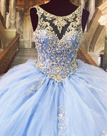 Afbeelding in Gallery-weergave laden, Luxurious Crystal Beaded Scoop Neckline Tulle Ball Gowns Quinceanera Dresses
