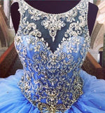 Afbeelding in Gallery-weergave laden, Luxurious Crystal Beaded Scoop Neckline Tulle Ball Gowns Quinceanera Dresses

