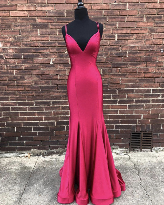 Mulit Straps Cross Back Mermaid Prom Dresses