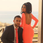 Cargar imagen en el visor de la galería, Coral Chiffon Long Sleeves Mermaid Evening Gowns
