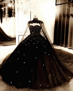 Cargar imagen en el visor de la galería, Black Wedding Dress Gothic Style
