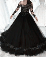 Load image into Gallery viewer, Black Quinceanera Dresses Long Sleeves
