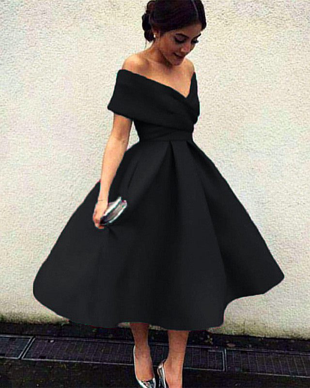 Black Evening Dress Tea Length