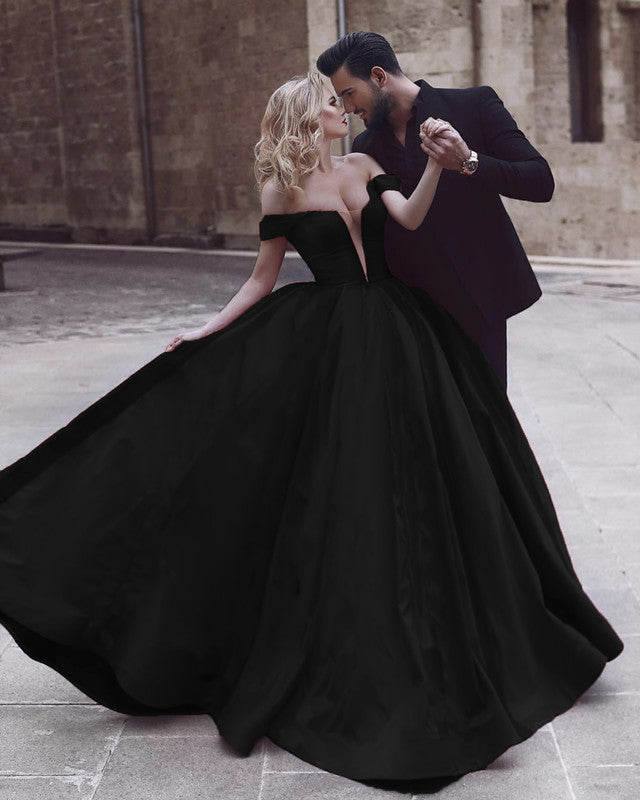 Ball Gown Satin Dresses Velvet Off The Shoulder-quinceanera dresses-alinanova-coloredwedding