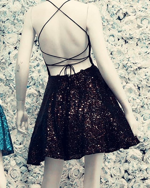 Black Sequin Homecoming Dresses