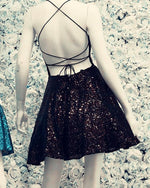 Load image into Gallery viewer, Black Sequin Homecoming Dresses
