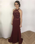 Cargar imagen en el visor de la galería, Burgundy Mermaid Prom Evening Dress 2020
