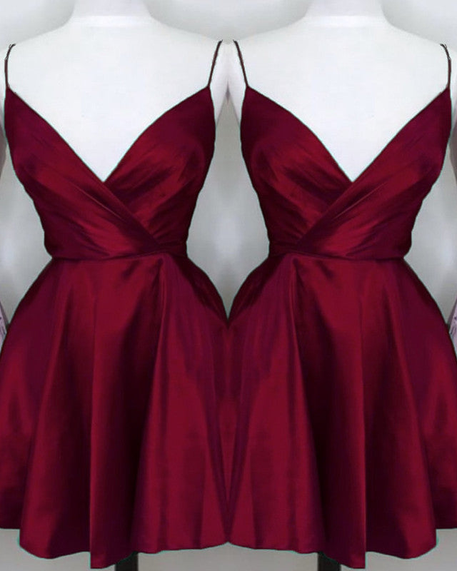 Burgundy Homecoming Dresses Satin