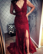 Load image into Gallery viewer, Burgundy Lace Evening Dress 2020

