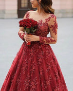 Cargar imagen en el visor de la galería, Lace Long Sleeves Wedding Dresses Sheer Neckline
