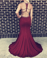 Afbeelding in Gallery-weergave laden, Open Back Mermaid Prom Dresses 2020

