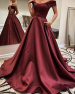Load image into Gallery viewer, Burgundy Prom Dresses With Pockets
