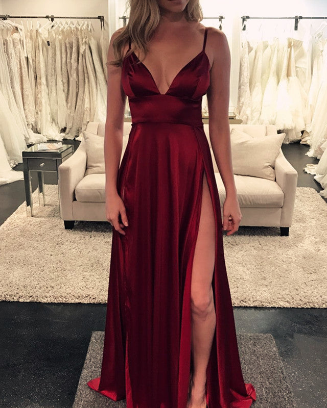 Long Burgundy Formal Gowns