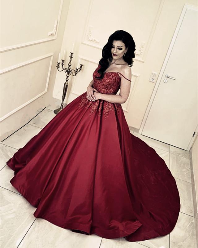 Burgundy Ball Gown Prom Dresses 2020
