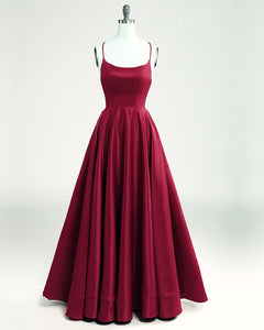 Lace Up Back Satin Prom Long Dresses
