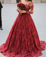 Cargar imagen en el visor de la galería, Lace Long Sleeves Wedding Dresses Sheer Neckline
