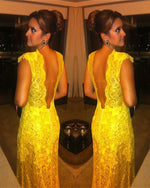 Afbeelding in Gallery-weergave laden, Yellow Lace Prom Dresses
