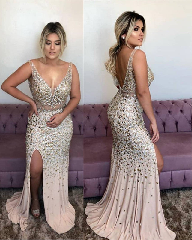 Champagne Mermaid Evening Dress