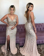 Afbeelding in Gallery-weergave laden, Champagne Mermaid Evening Dress
