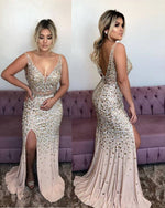 Load image into Gallery viewer, Champagne Mermaid Evening Dress
